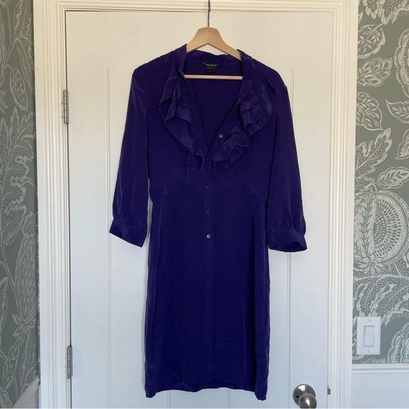 Club Monaco 100% Silk ruffle dress, size 6, Purple - Picture 1 of 3